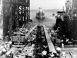 Albany at Fore River Shipyard on 30 June 1945.