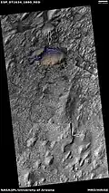 Layers in Danielson Crater with enlargements of some spots (indicated with arrows).