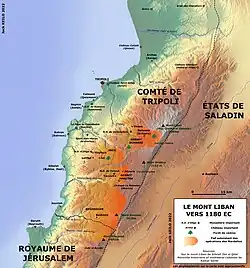 Image 22A map of Mount Lebanon c. AD 1180 (from History of Lebanon)