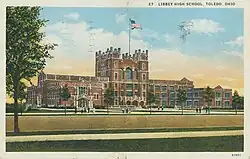 A vintage postcard of Libbey High School in Toledo, Ohio, 1930
