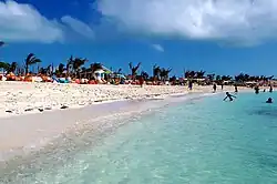 Man-made lagoon in the center of the island.