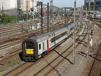 NMBS/SNCB train approaching Gare de Lille Flandres.