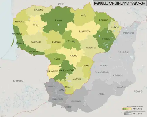 Image 63Counties of Lithuania 1920–1939 (from History of Lithuania)