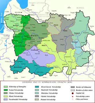 Image 33Lithuania and its administrative divisions in the 17th century (from Grand Duchy of Lithuania)