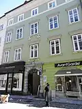 Lichtenberg House at 9 Town Square in Ljubljana, a Renaissance bourgeois house with a Baroque staircase from the 18th century and an early-Baroque facade from 1540, decorated with reliefs by the sculptor Osbald Kitell.