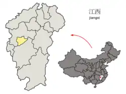 Location of Xinyu City jurisdiction in Jiangxi