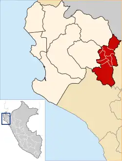 Location of Huancabamba in the Piura Region