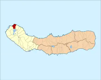 The location of the civil parish of Pilar da Bretanha, within the municipality of Ponta Delgada