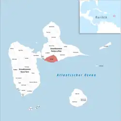 Location of the commune (in red) within Guadeloupe