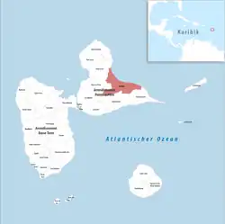 Location of the commune (in red) within Guadeloupe