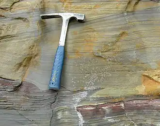 Cross-bedding and scour in sandstone of the Logan Formation (Lower Carboniferous) of Jackson County, Ohio