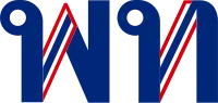 Logo of Pheu Thai Party, blue letters "pho phan" and "tho tahan", representing initials of the party's name, with flag of Thailand on each letter