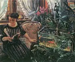 Lady at the Goldfish Basin (1911), oil on canvas, 74 x 90.5&nbsp;cm., Österreichische Galerie