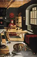 Albert of Brandenburg, Archbishop of Mainz, as Saint Jerome in his Study, Hessisches Landesmuseum Darmstadt, 1525, 116,5 x 77,5&nbsp;cm.