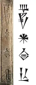 The name Lugalannatum in archaic linear script, and in standard Sumero-Akkadian cuneiform (𒈗𒀭𒈾𒁺)