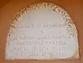 The plaque at Santa Rosa, which commemorates where Luisa was held and gave birth to a girl. The plaque translated into English reads: "Luisa C de Arismendi for her virtue, valour and martyrdom for husband and country. Held captive in this jail at sixteen years old."