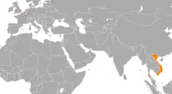 Map indicating locations of Luxembourg and Vietnam