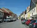 Mírové Square, western part with old houses