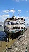 MV Royal Iris was gutted by fire in April 2025, following three decades of neglect.