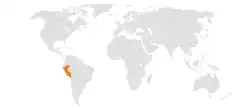 Map indicating locations of Macau and Peru