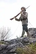 Metal statue of Greek soldier