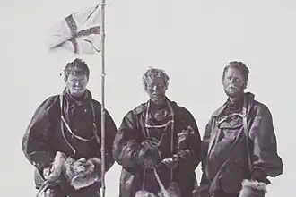 Mackay, David, and Mawson at the South Magnetic Pole on 16&nbsp;January 1909