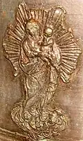 Religious motif on the largest of the cathedral's three bells.