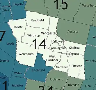 Map of Maine's 14th State Senate district