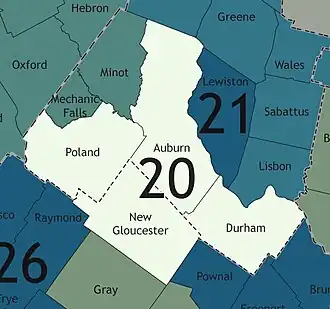 Map of Maine's 20th State Senate district