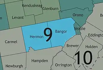 Map of Maine's 9th State Senate district
