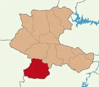 Map showing Doğanşehir District in Malatya Province