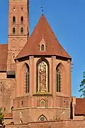 High Castle, restored statue of St Mary outside the castle church