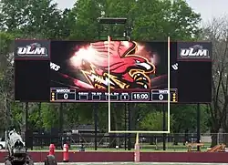 Stadium scoreboard on display