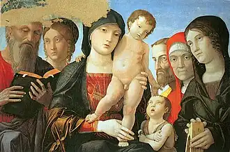 Andrea Mantegna, Madonna and Child with Saints, c. 1500, 61.5 × 87.5&nbsp;cm
