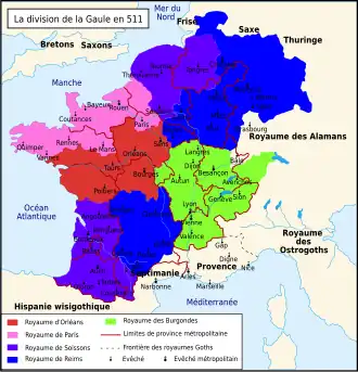 Map of Gaul in 511