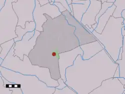 The village (dark red) and the statistical district (light green) of Papenvoort in the municipality of Aa en Hunze.
