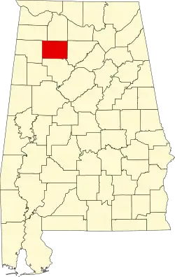 Map of Alabama highlighting Winston County