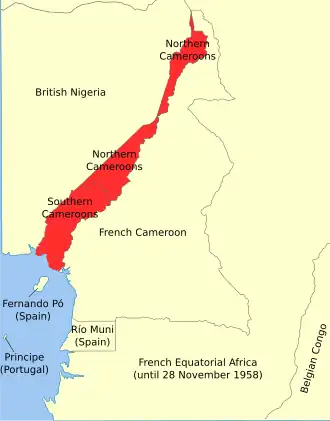 Location of Cameroons