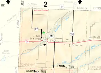 KDOT map of Cheyenne County (legend)