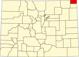 Map of Colorado highlighting Sedgwick County