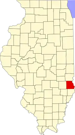 Map of Illinois highlighting Crawford County