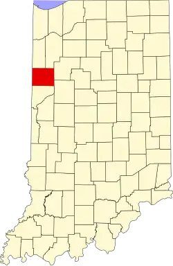 Benton County's location in Indiana