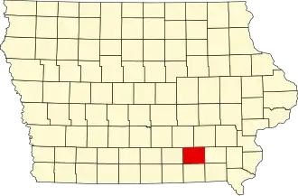 Map of Iowa highlighting Wapello County