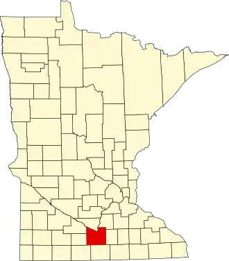 Map of Minnesota highlighting Blue Earth County