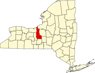 State map highlighting Cayuga County