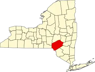 State map highlighting Delaware County