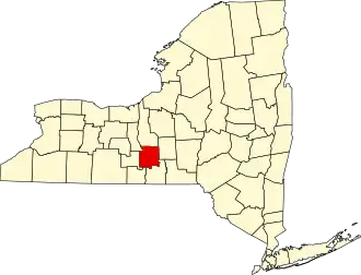 State map highlighting Tompkins County