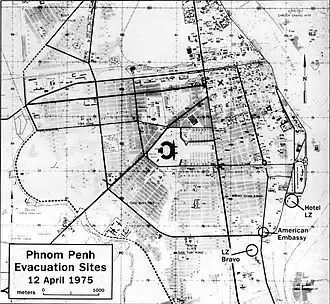 Phnom Penh airlift landing zones for allied Cambodian evacuations