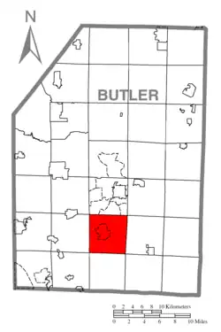 Map of Butler County, Pennsylvania, highlighting Penn Township