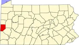 Map of Pennsylvania highlighting Beaver County